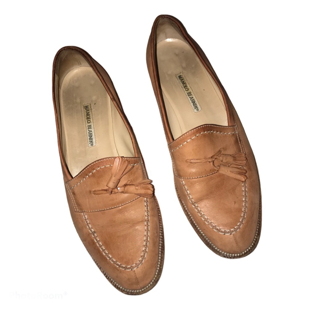 Manolo Blahnik Loafers Brown Tan